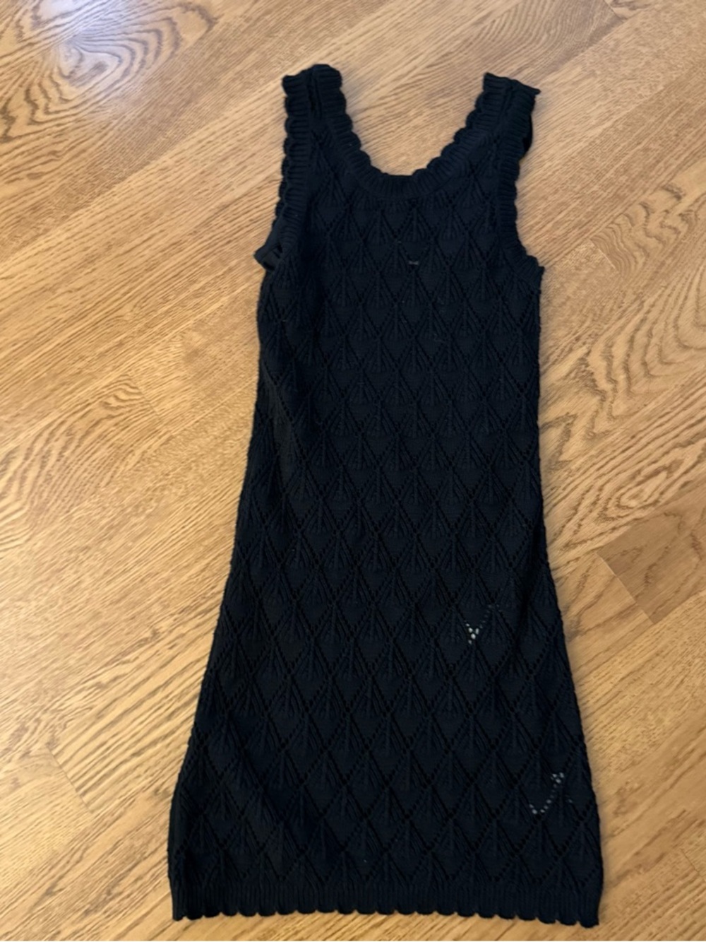 art class black knit crochet dress with Diamond Openwork Large 10/12